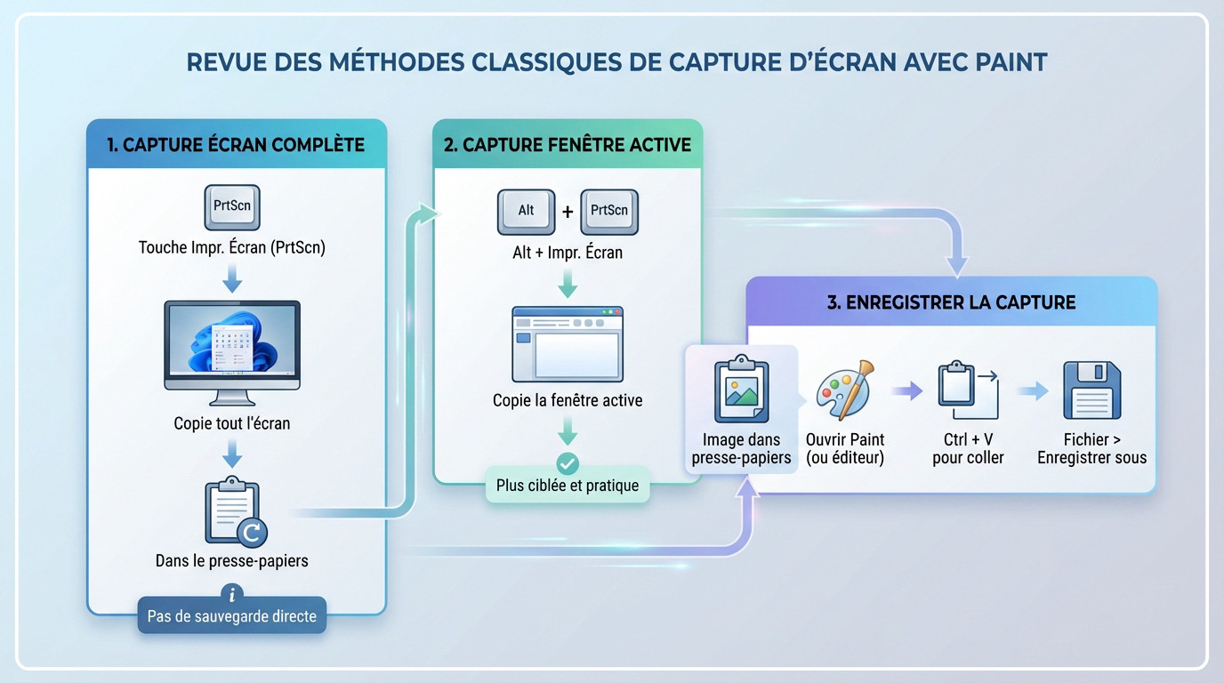 Interface de Paint sur Windows utilisée pour enregistrer une capture d'écran