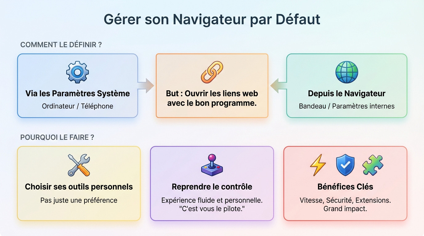 Interface des paramètres système montrant les options pour changer le navigateur par défaut