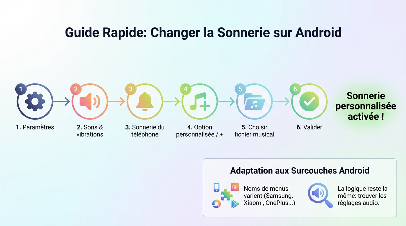 Interface des paramètres Android pour changer la sonnerie