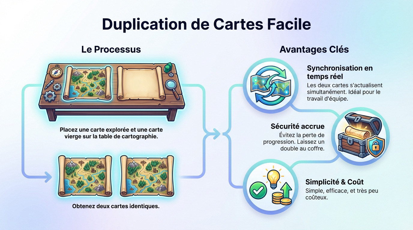 Duplication d'une carte Minecraft sur une table de cartographie