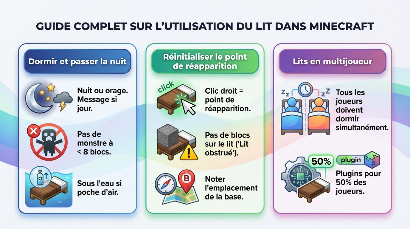 Guide complet pour utiliser un lit dans Minecraft et définir son point de spawn