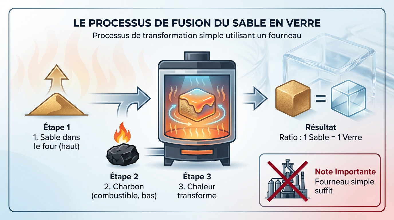 Processus de cuisson du sable dans un four Minecraft pour obtenir du verre
