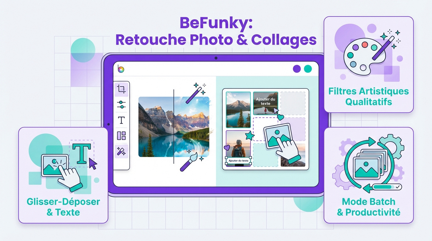 Interface de l'outil BeFunky pour la retouche photo et les collages créatifs
