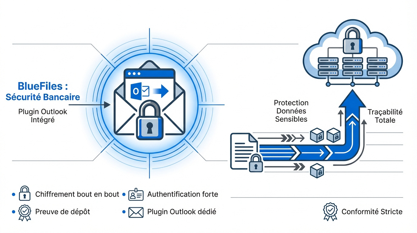 Interface de sécurisation des fichiers BlueFiles intégrée à Outlook