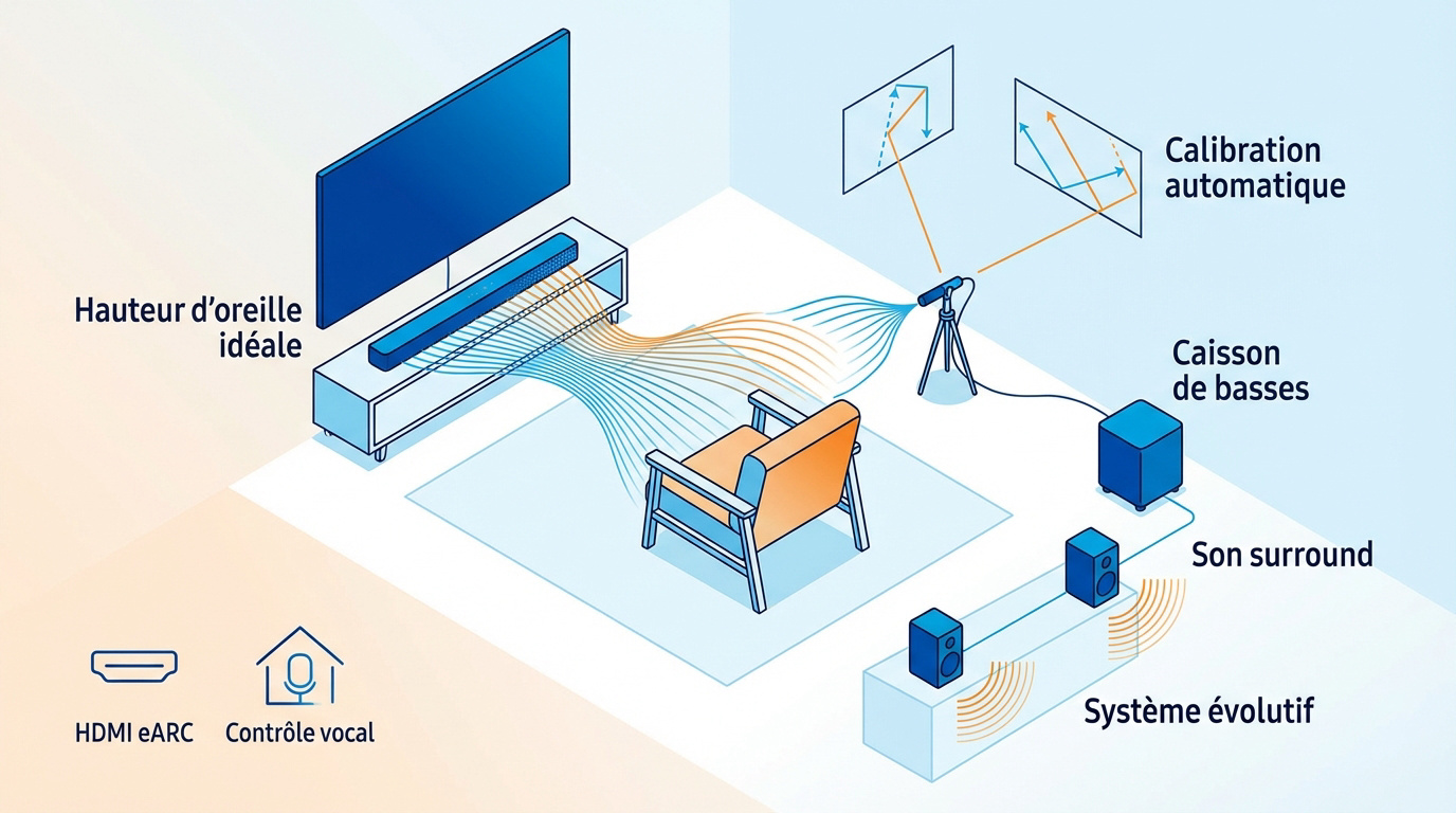 Optimisation de l'installation d'une barre de son avec calibration acoustique