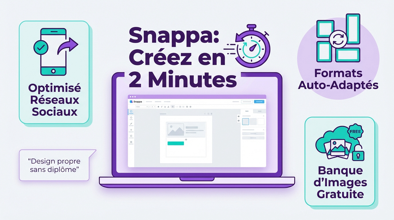 Infographie montrant la création rapide de visuels avec Snappa