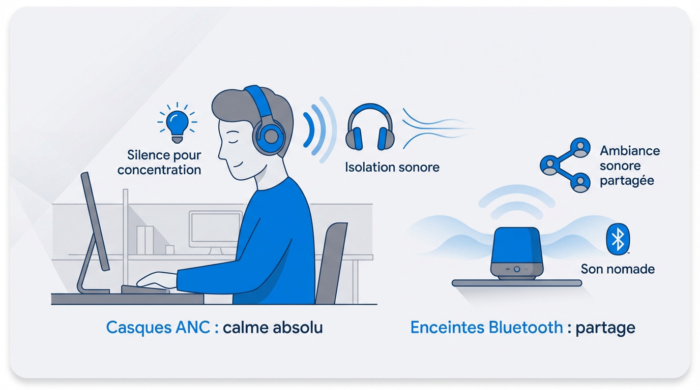 Casque à réduction de bruit et enceinte bluetooth pour un usage quotidien