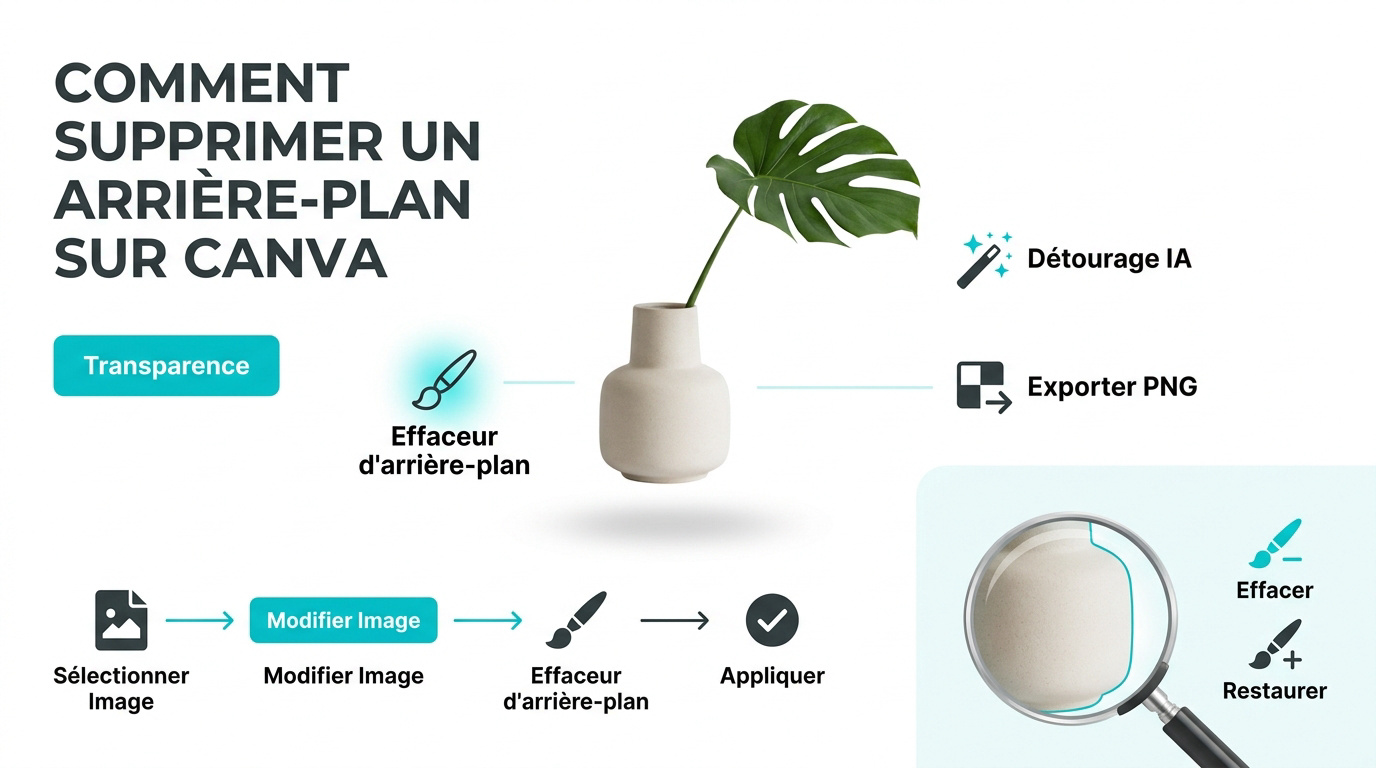 Interface de l'outil effaceur d'arrière-plan sur Canva pour créer un fond transparent